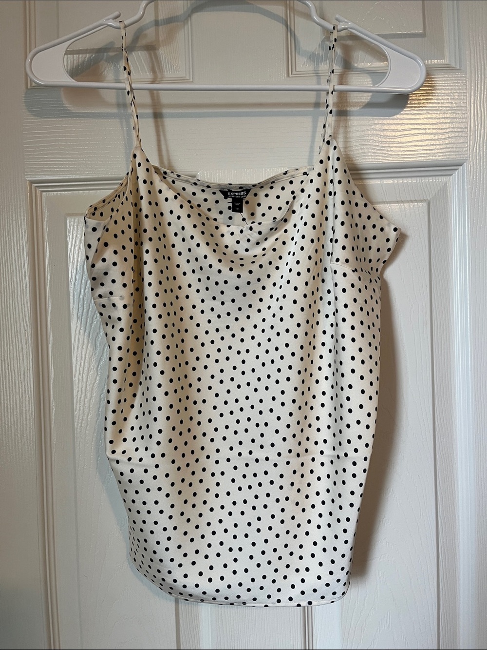 Express Ivory and Black Polka Dot Satin Cami